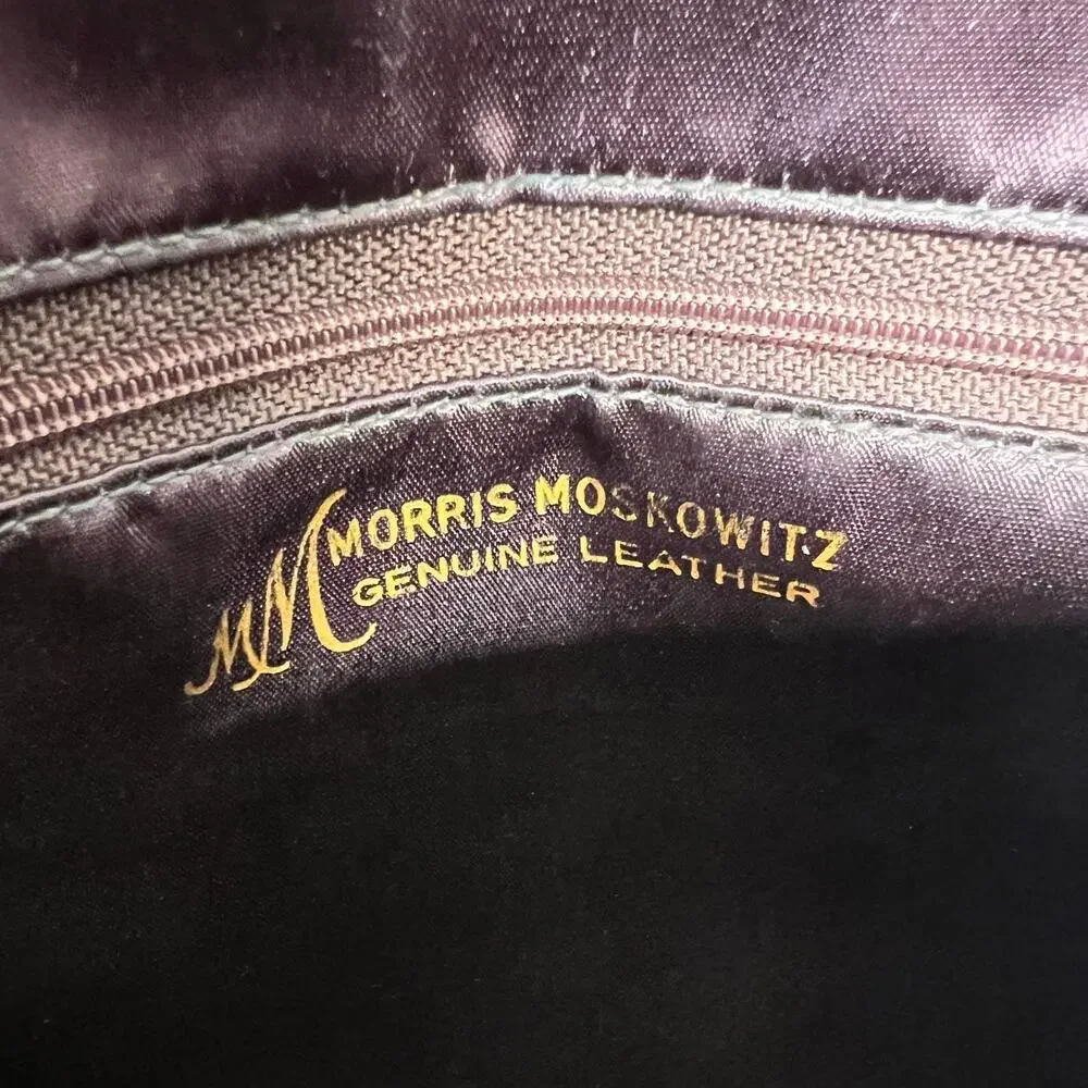 Vintage Morris Moskowitz Leather Envelope Leather Gold Clutch Snap Closure 1970s